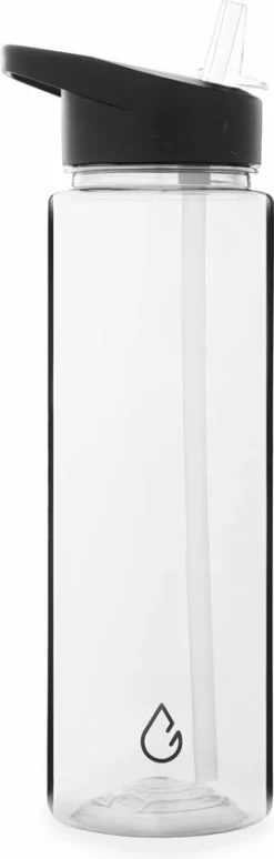 Wattamula Milieuvriendelijke Waterfles Met Rietje - 1 Liter - Transparant - Drinkfles
