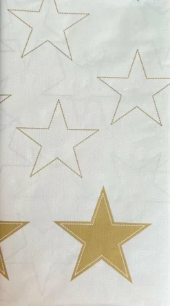 Kerst-tafelkleed Kersttafelkleed Creme Met Gouden Sterren 240x140 Cm - Luxe Tafelkleed Van Stevig Papier Voor Kerst Kerstmis Kerstkleed