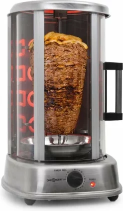 OneConcept Kebab Master Pro Grill Tafelblad Electrisch Roestvrijstaal