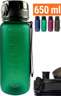 Drinkfles 650ml - Sport Bidon Drinkbus Luxe Hoge Kwaliteit - Groen - King Mungo