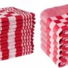 Merkloos Theedoeken En Keukendoeken Set - 6 Theedoeken - 6 Keukenhanddoeken - Rood