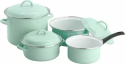 Lite-Body Pannenset 4-delig - Emaille - Mint Groen