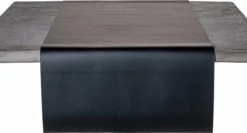 Wicotex Tafelloper-Leer-Skai Leer- Moon Zwart 45x140cm-Tafellopers Textiel