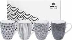 Tokyo Design Studio - Nippon Black - Set Van 4 Mokken 380 Ml - Verpakt In Luxe Geschenkdoos