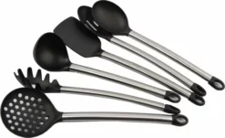 Merkloos Set Keukengerei - Schuimspaan - Serveerlepel - Soeplepel - Spagettilepel - Spatel - Zeeflepel