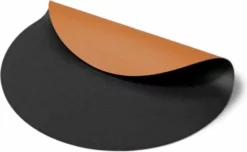 Jay Hill Placemats Leer - Cognac / Zwart - Dubbelzijdig - ø 38 Cm - 6 Stuks