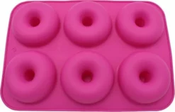 Merkloos Siliconen Donut Bakvorm Roze Groot