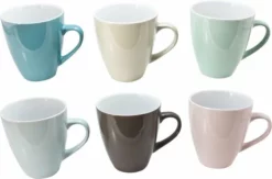 Merkloos Grote Koffiemokken - Theemokken - 6 Stuks - Kleurrijk - 500ml