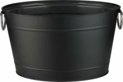 APS-Germany® Wijnkoeler Met Lekbak En Handvaten - IJsemmer - Bierkoeler - Champagne Koeler - Champagne Emmer - Metaal - Zwart - 11 Liter