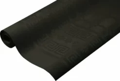 Merkloos Tafelpapier Op Rol Damast 120cm X 8 Mtr. Uni Zwart.