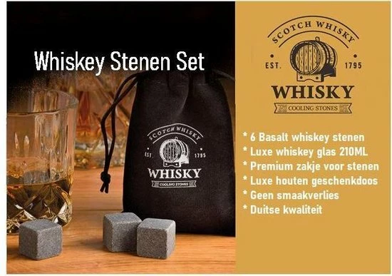 HomeShopXL Luxe Whiskey Glas Cadeauset - Whisky Stones Set - Complete Whiskey Stenen - Cadeau Voor Man - Kado Set - Geschenkset Mannen - Vaderdag - Afbeelding 2