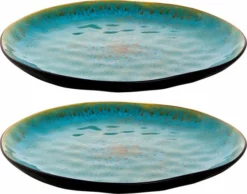 Palmer Bord Lotus 27.5 Cm Zwart Turquoise Stoneware 2 Stuk(s)