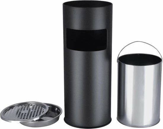 SONGMICS Staande Asbak Met Afvalbak - Sigarettenbak - Buitenasbak Met Prullenbak - Peukenpaal