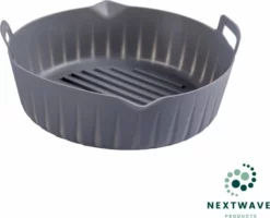 Nextwave Products - Airfryer Siliconen Bakje - Airfryer Accesoires - Ook Voor Airfryer XL En XXL - Bakvorm - 18 Cm - Bakpapier Alternatief - Afwasbaar - Grijs