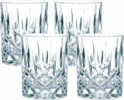 Merkloos Luxe Whiskey / Water Glazen CRYSTAL - Set Van 4 - Transparant - 300 Ml - Set Van 4