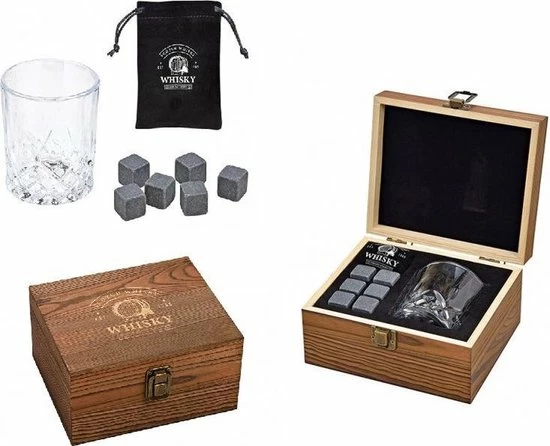 HomeShopXL Luxe Whiskey Glas Cadeauset - Whisky Stones Set - Complete Whiskey Stenen - Cadeau Voor Man - Kado Set - Geschenkset Mannen - Vaderdag