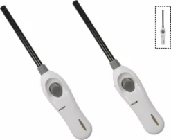 Discountershop Aansteker Met Kinderbescherming - Barbecue Aansteker - Pakket Van 2x Stuks BBQ Aanstekers Navulbaar| A Kwaliteit |Kinderbescherming/Kinderslot |2x Wit| 26 Cm