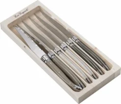 Lou Laguiole -6 Steakmessen In Houten Kistje Bruin/parelmoer En Taupe