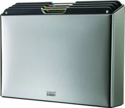 Joseph Joseph JosephJoseph - Folio - Steel - Snijplank - In Houder - Groot - Set Van 5 Stuks - Zilver