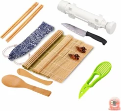Mr. Sushito Natural White Bazooka Set - Sushi Set Incl. 2 Paar Mr. Sushito Sticks - Sushi Maker - Sushi Go - Bamboo Rol - Milieuvriendelijk