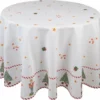 Clayre & Eef Tafelkleed Kerst Ø 170 Cm Wit Groen Katoen Rond Notenkrakers Tafellaken Tafellinnen Tafeltextiel