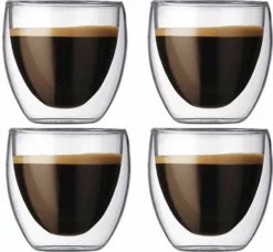 Mastersøn Dubbelwandige Koffieglazen - Set Van 4 - Dubbelwandige Glazen - Theeglazen - 160ML - 160 ML - Cappuccino - Thee - Espresso - Caffè Lungo - Ook Geschikt Voor Krups, Senseo & Nespresso
