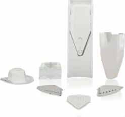 Börner Mandoline V1 Profi | 7-delige Set | 5 Snijdiktes | Geschikt Als Frietsnijder | BPA-vrij En Roestvrij | Wit
