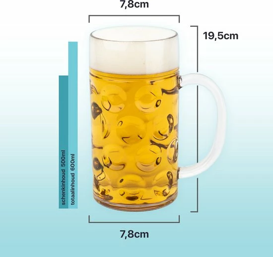 MyDrinkglass Plastic Bierpul | Bierpul Plastic | 24 Stuks | Oktoberfest | Plastic Glazen | Zero Waste | Herbruikbaar | Onbreekbare Bierpullen | 500 Ml | - Afbeelding 3