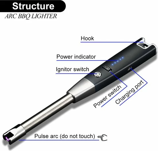 PLASMA - Plasma Aansteker - Oplaadbare Plasma USB Aansteker - Elektrische Aansteker - Arc Lighter - Blauw - Afbeelding 3