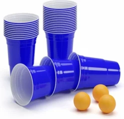 BeerCup Williams Blue Party Beer Pong - Drankspel - 50 X Party Bekers - 473 Ml - 3x Bal