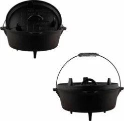 Dutch Oven 9Qt - 7,6 Liter - The Windmill - 3-delig - Gietijzer Braadpan - Zwart