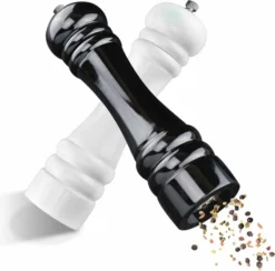 Dieux® - Peper En Zoutmolen Set - Zwart Wit - Zout Peper Kruiden - 2 Stuks - Instelbare Maalgraad - Duurzaam - Luxe Kwaliteit - Hervulbaar - Barbecue - BBQ - BBQ Accesoires - Sinterklaas Cadeautjes - Black Friday 2022