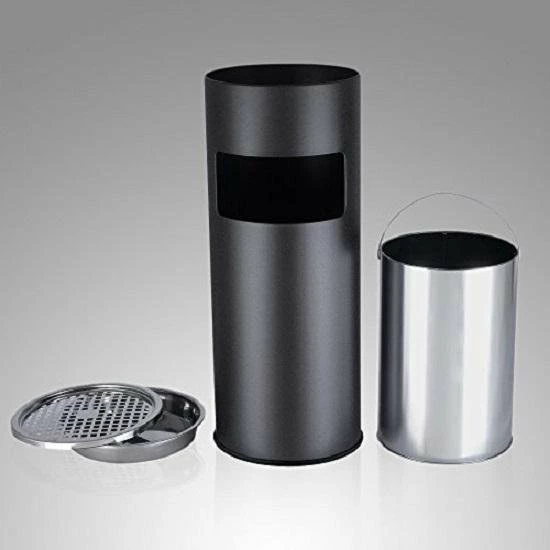 SONGMICS Staande Asbak Met Afvalbak - Sigarettenbak - Buitenasbak Met Prullenbak - Peukenpaal - Afbeelding 4