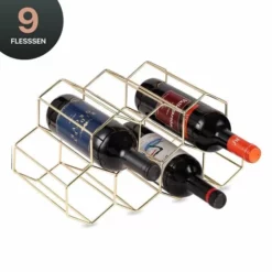 Live Deals Wijnrek Hexagon 9 Flessen | Flessenrek | Wijn Accessoires | Wijnkast | Wijnrek Metaal | Wijnrekken | Wijnfleshouder | Wijnhouder | Goud