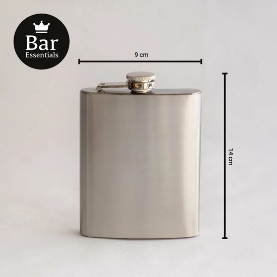 Bar Essentials® Heupfles RVS - Zakflacon - Platvink - Heupflacon - Gifbox - Afbeelding 6