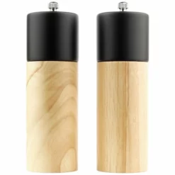 Homeon Peper En Zoutmolen Set - Pepermolen En Zoutmolen - 2 Stuks - Rubberhout - Kleur: Hout/zwart
