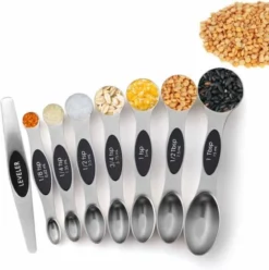Dappermann | Luxe Magnetische Maatlepel Set Van 8 - Measuring Cups And Spoons - Maatschep RVS - Vast & Vloeibaar