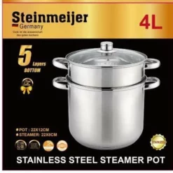 Steinmeijergermany Steinmeijer Stoompannenset RVS 6L- Ø 26 Cm - 3-delig - Voorzien Van 6-Laags Bodem