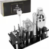 Paddio Cocktail Set - 18-delige Cocktail Shaker Set Met Houder - RVS - Vaatwasserbestendig - Inclusief Cocktail Boekje Met 5 Recepten