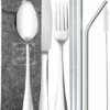 House Of Husk Reisbestek - Reis Bestekset - Chopsticks - Metalen Rietjes Met Borstel - Lepel - Vaatwasserbestendig - RVS - 7 Delig - Zilver