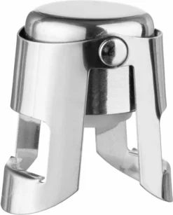 Secret De Gourmet Champagnefles Stopper/afsluiter Verchroomd 4 X 3,5 X 5,5 Cm - Flesafsluiter - Champagnedop