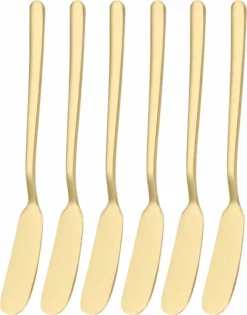 House Of Husk Botermesjes Set - Goud - RVS - Botermes - Smeermessen - Tapas Mesjes - 6 Stuks