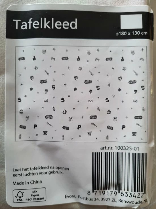 Evora Tafelkleed Sinterklaas 130x180 Cm - Sint En PIet Papieren Tafellaken - Sinterklaasfeest - Afbeelding 2