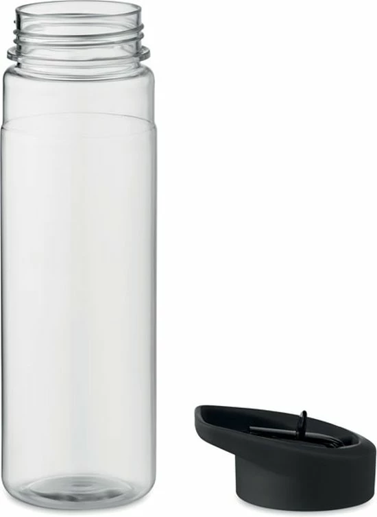 Merkloos Drinkfles Met Rietje - Waterfles - Drinkfles Volwassenen - Flip-top Deksel - RPET - Polypropyleen - 650ML - Zwart - Afbeelding 5