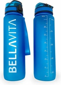 BELLAVITA Drinkfles - Blauw - Waterfles - Drinkfles Volwassenen - Drinkfles Kinderen - Fles - 1 Liter - 1000ml - Tritan - Fruitfilter - Filter - Black Friday - Sinterklaas - Kerst - BPA-vrij - 100% Lekvrij